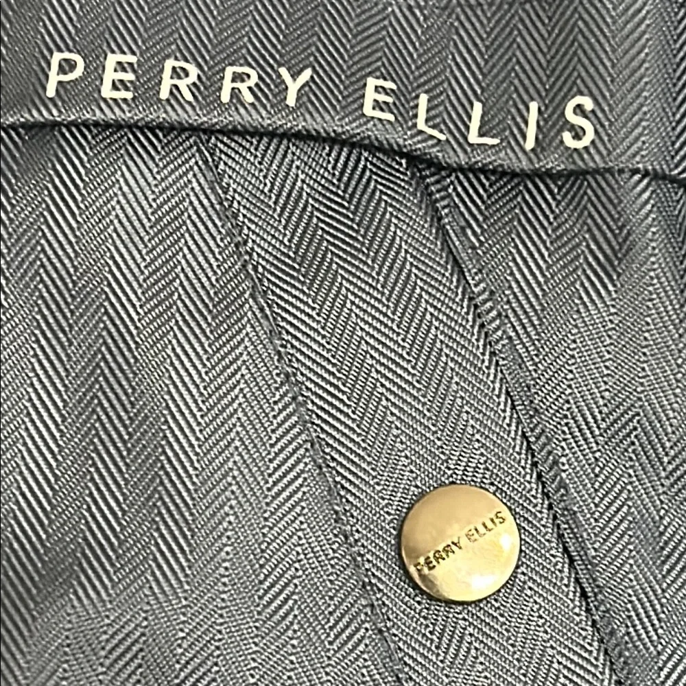 Perry Ellis Blue Hooded Puffer Winter Coat with Fleece Lining and Inner Pocket
